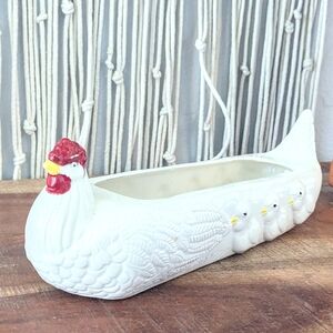 Vintage Ceramic Mother Hen & Baby Chicks Cracker/Relish Tray